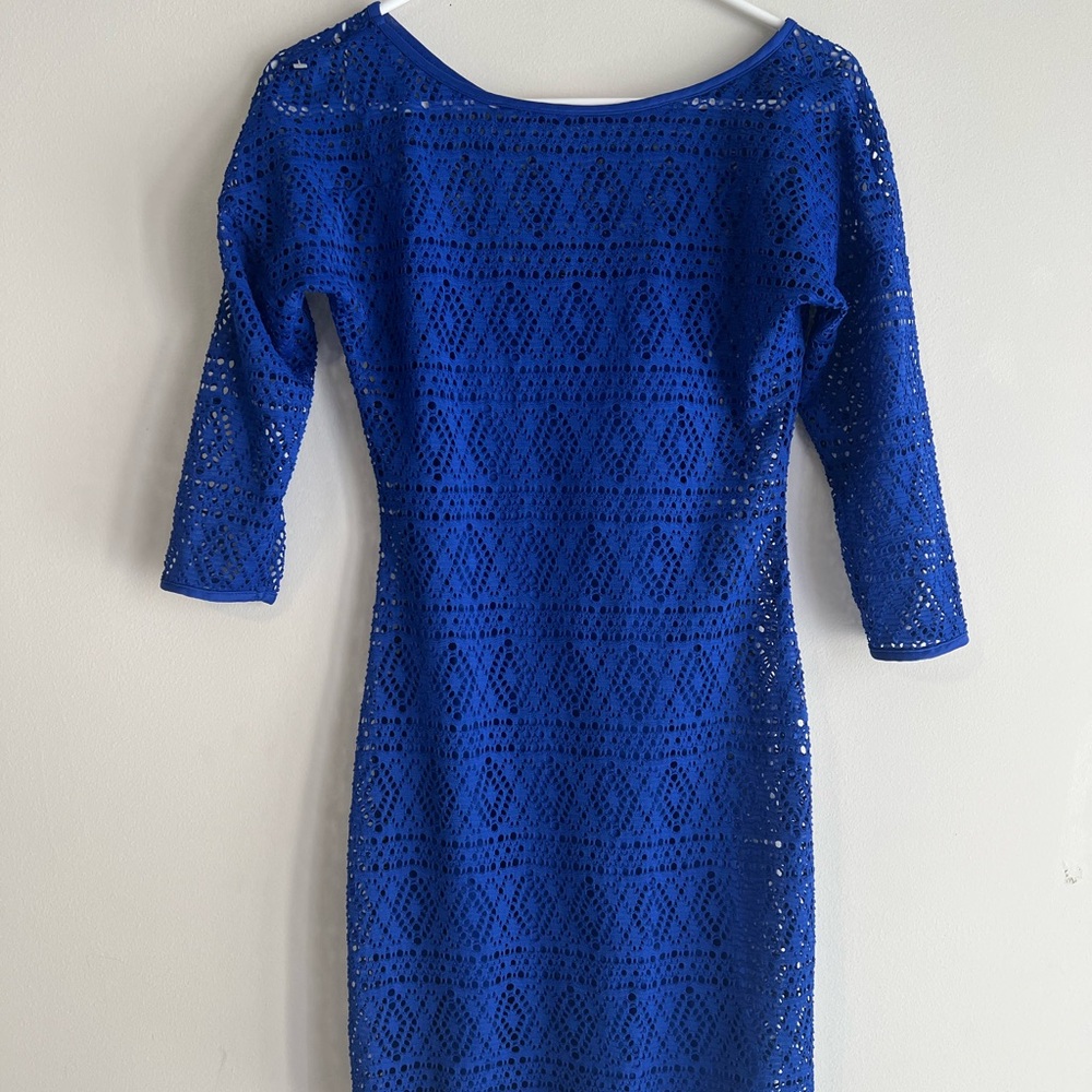 Express Royal Blue Lace Long Sleeve Dress
